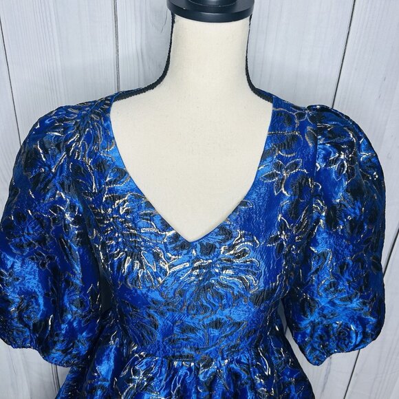 NWOT Lilly Pulitzer Calyssa Dress Blue Grotto Twilight Floral Brocade Sz 2 NEW - Picture 4 of 11